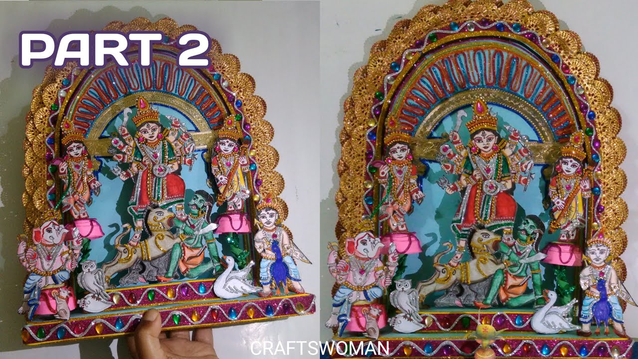 PART 2 | How To Make Paper Mahishasura Mardini Maa Durga Idol 2021 | Maa Durga Family | CRAFTSWOMAN