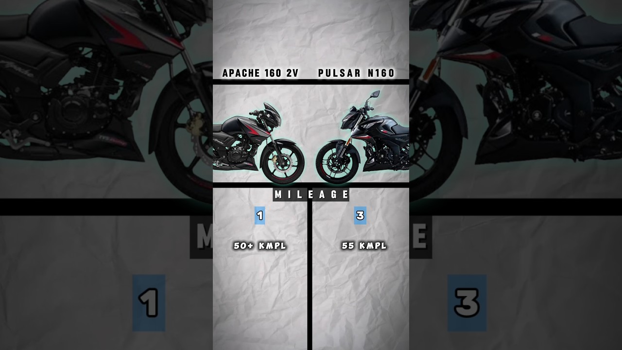 Tvs Apache RTR 160 2v vs Bajaj Pulsar N160 #apache #apache1602v  #n160 #pulsar