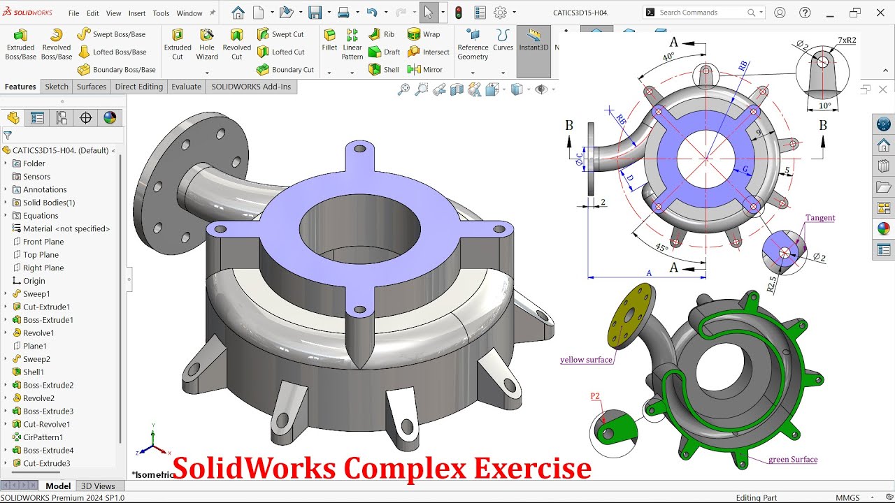 SolidWorks Complex Exercise-CATICS3D15-H04