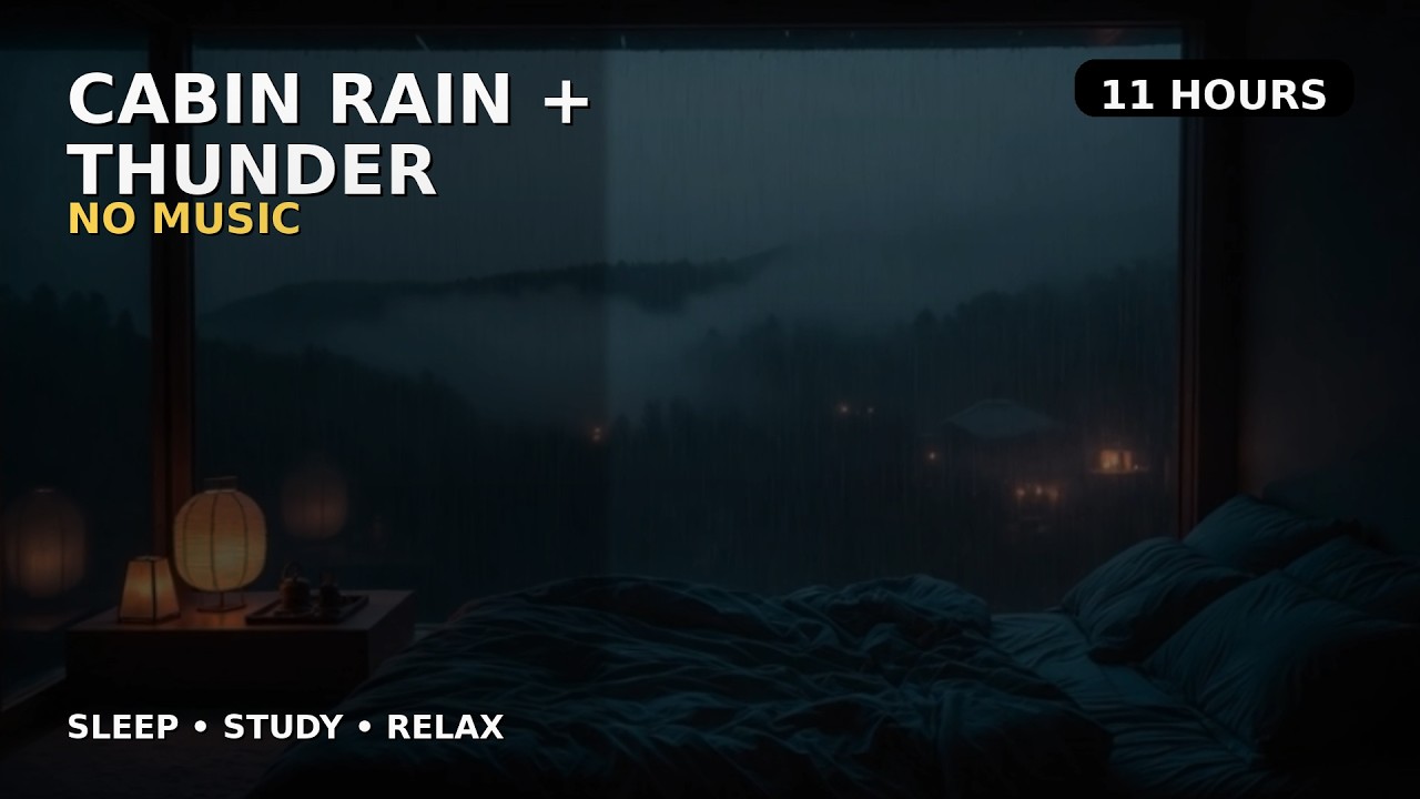 Cozy Cabin Rain & Distant Thunder 🌧️⛈️ Deep Sleep, Relaxation, Stress Relief (No Music)
