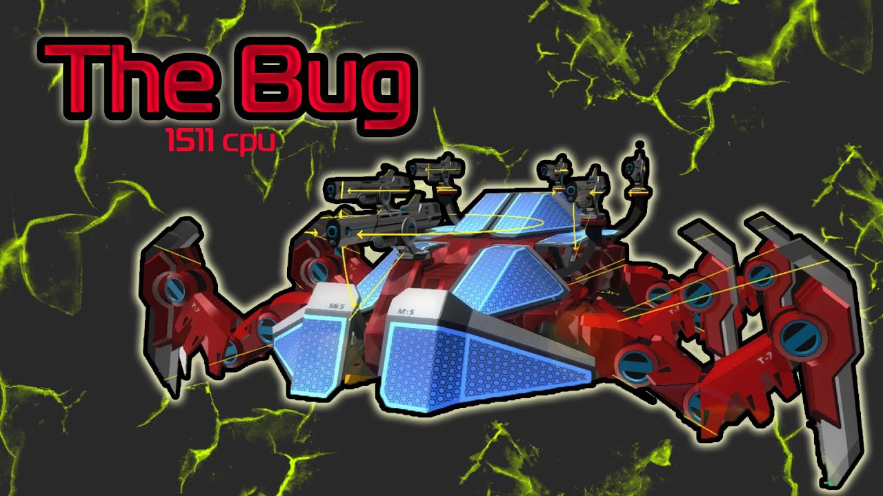 ROBOCRAFT: The Bug tutorial [Shielded Rail Walker Copter] 1511 cpu