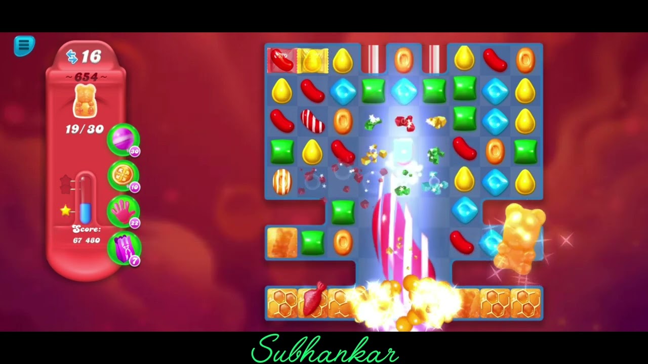 Candy Crush Soda Saga. Level 654.⭐ Star.Level 654 Help.@Subhankar0002.☠️☠️