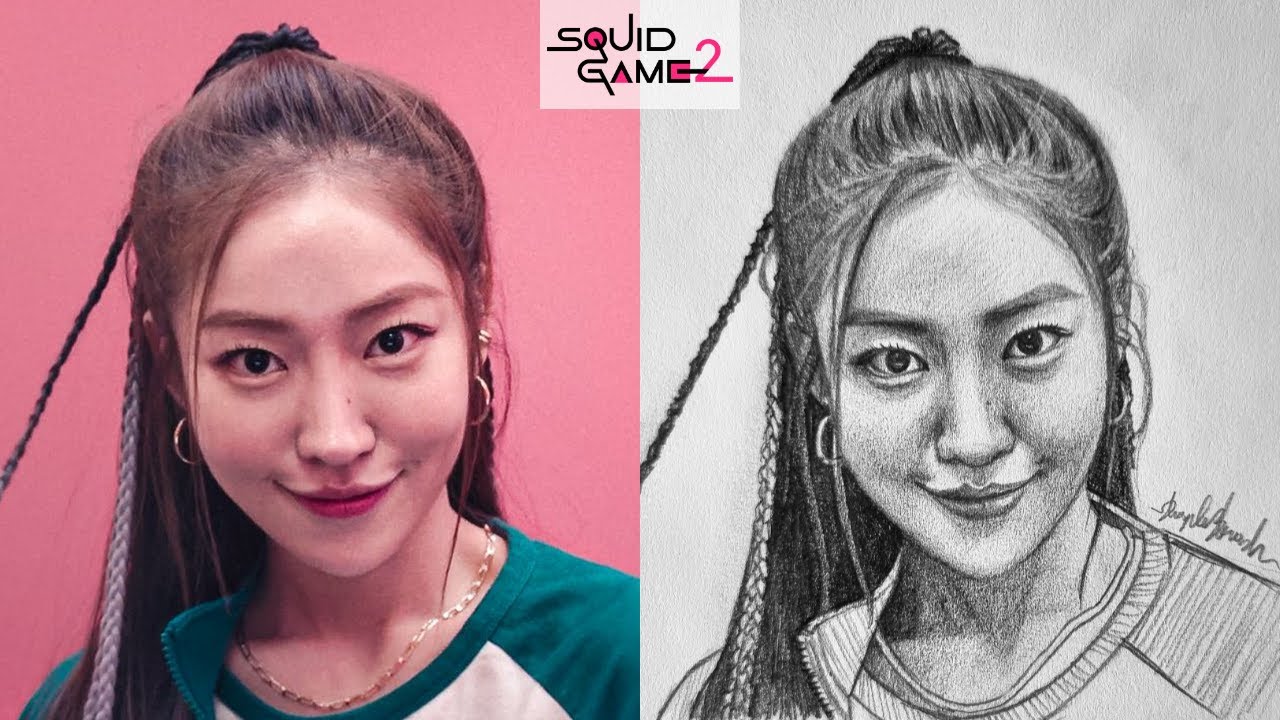 How To Draw Player 196 Kang Mina From Squid Game | Step by Step Drawing Tutorial