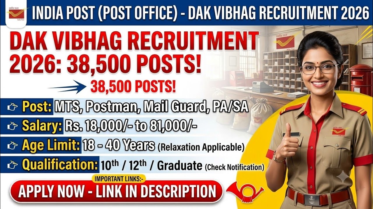 Post Office Recruitment 2026 | Dak Vibhag Bharti 2026 | India Post New Vacancy 2026 |GDS Bharti 2026