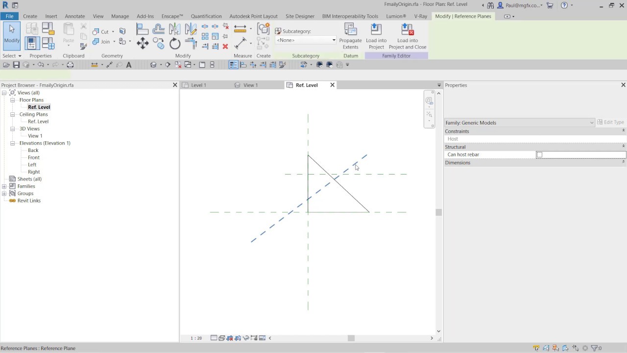 Определение происхождения семейства Revit 2020