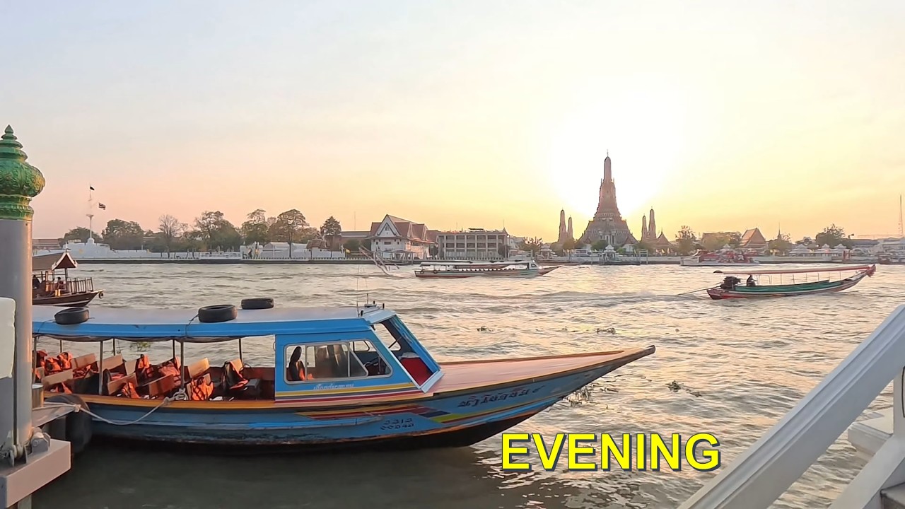 Wat Arun Bangkok Sunset | Natural River View | 4K Relaxing Thailand