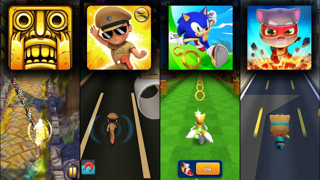 Temple Run 2 Sky Summit Vs Little Singham Vs Sonic Dash Vs Talking Tom Hero Dash - Endless Run Games