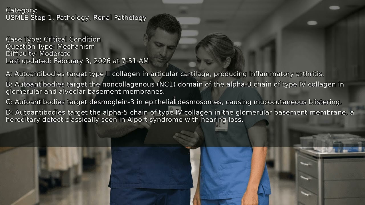 Renal Pathology, Pathology, USMLE Step 1 - Full Vignette with Extended Explanations