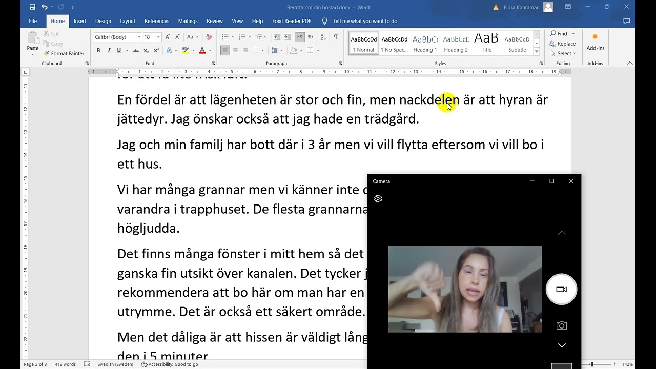 Sfi: berätta om din bostad  för kurs C och D.