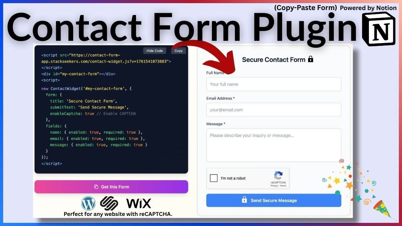 Контактная форма с reCAPTCHA для веб-сайта (без кода) получение данных Notion DB #form #contact #...