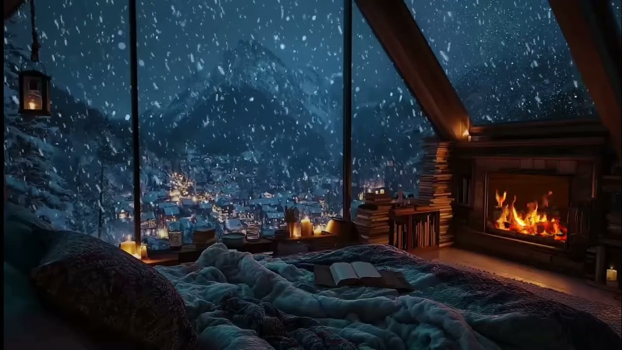 Karlı Akşam- Fireplace #fire #fireplace #keşfetbeniöneçıkar #keşfet #nature #backgroundmusic #winter