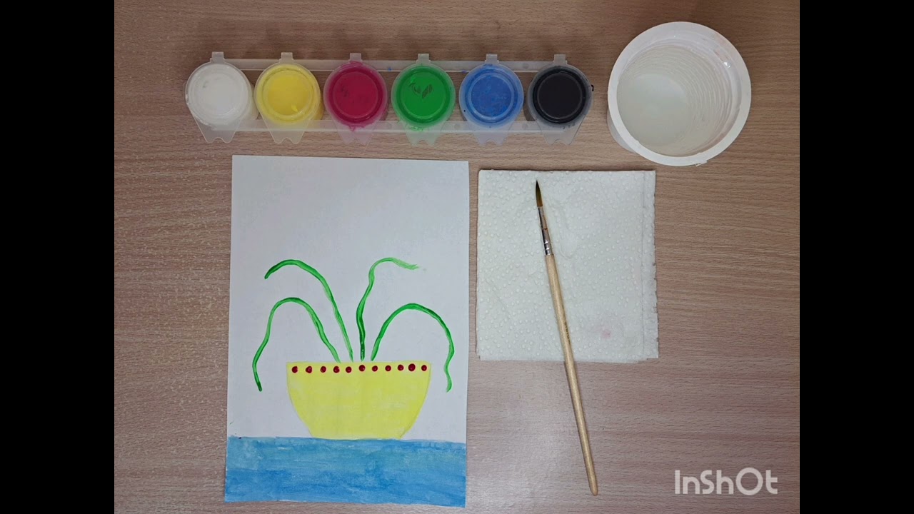 Малювання.  Традесканція. молодша група. Рослини взимку.