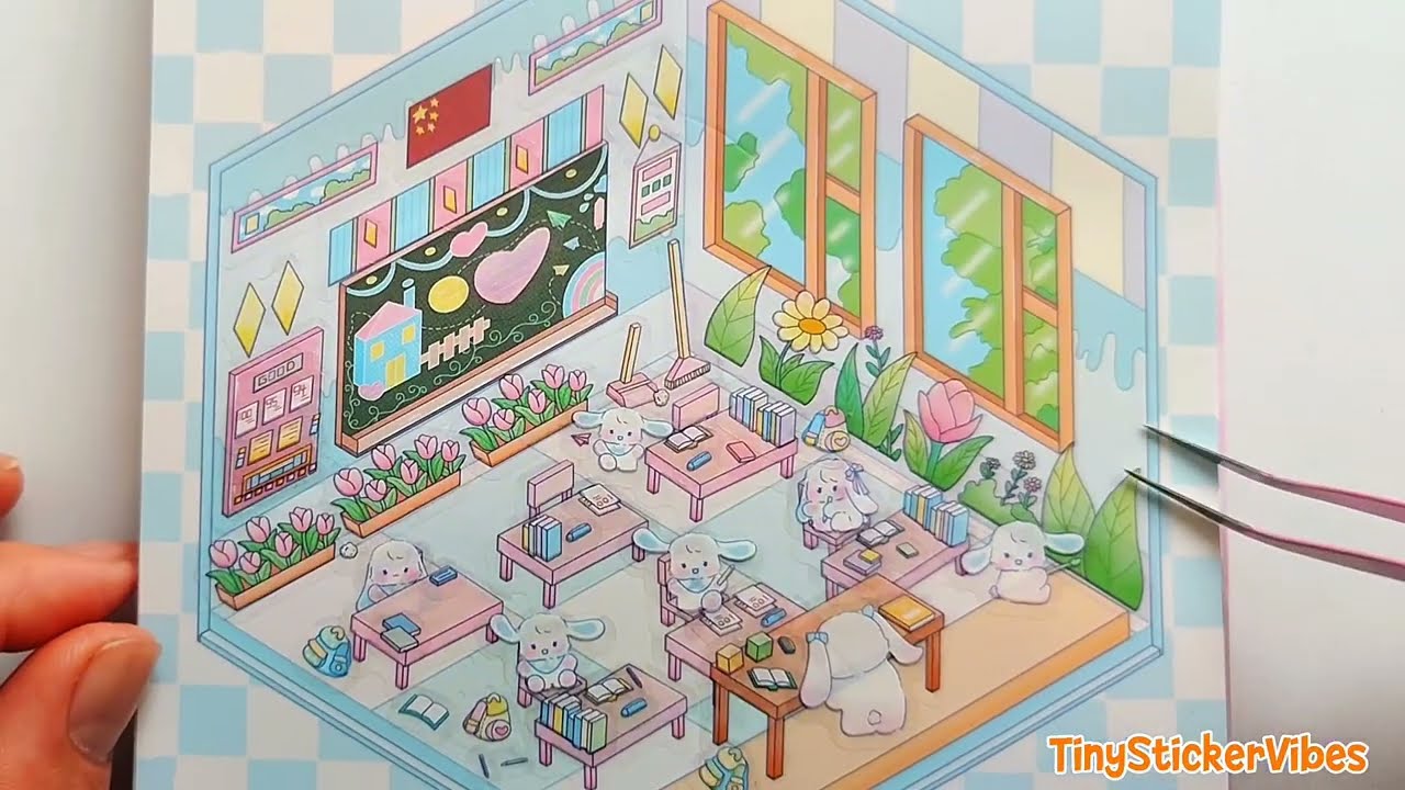 Gentle Bunny Classroom ASMR 🐰✨ | Tiny Sticker Scene