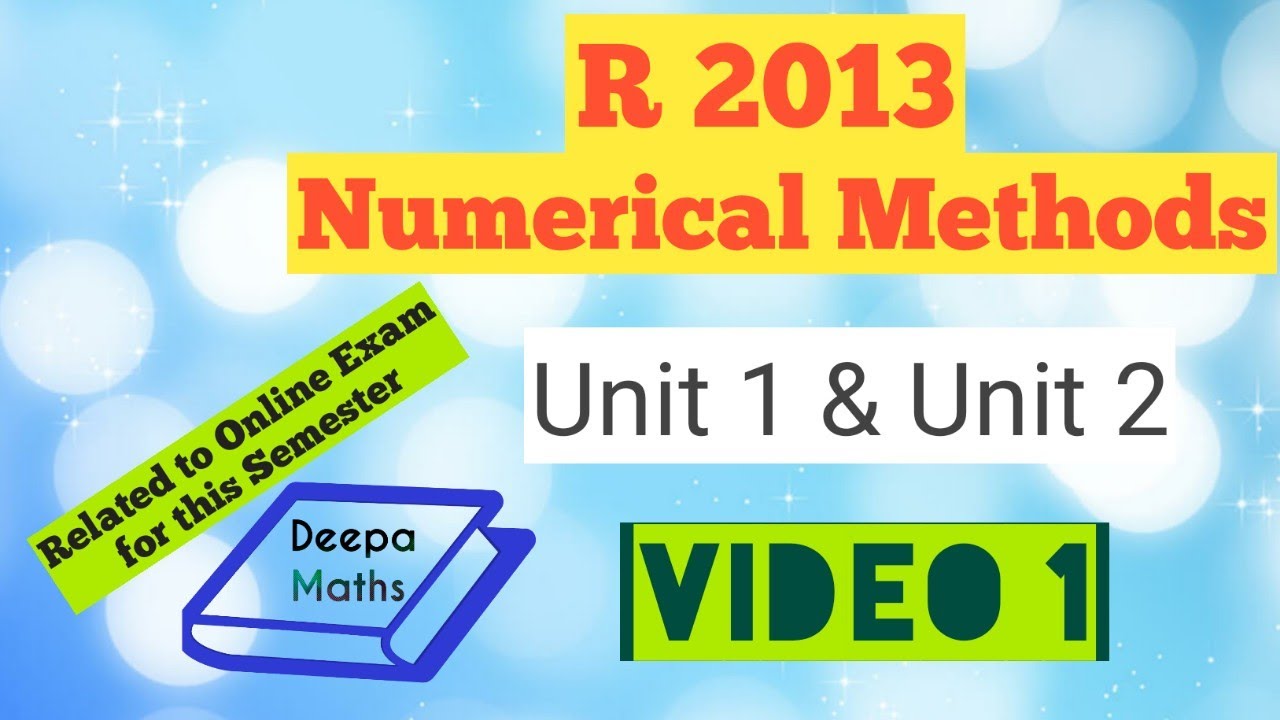 Numerical Methods - Regulation 2013