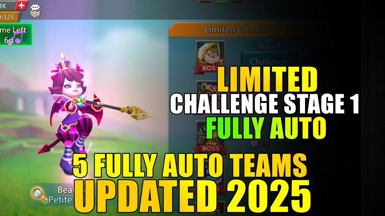 Lords mobile 5 Auto Teams For Petite Devil Limited challenge stage 1|Trick vs Trick stage 1 Auto