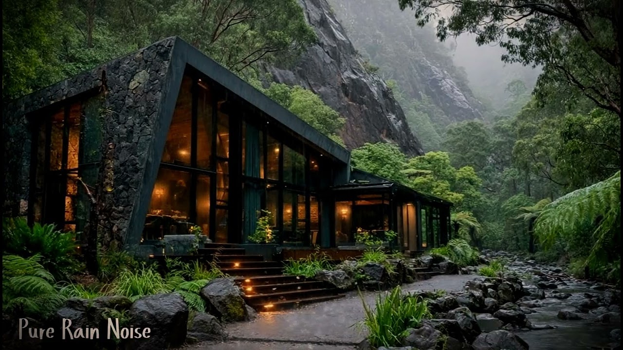 Heavy Rain Sounds Outside Glass House 🌧️ Sleep Instantly with Pure Rain Noise