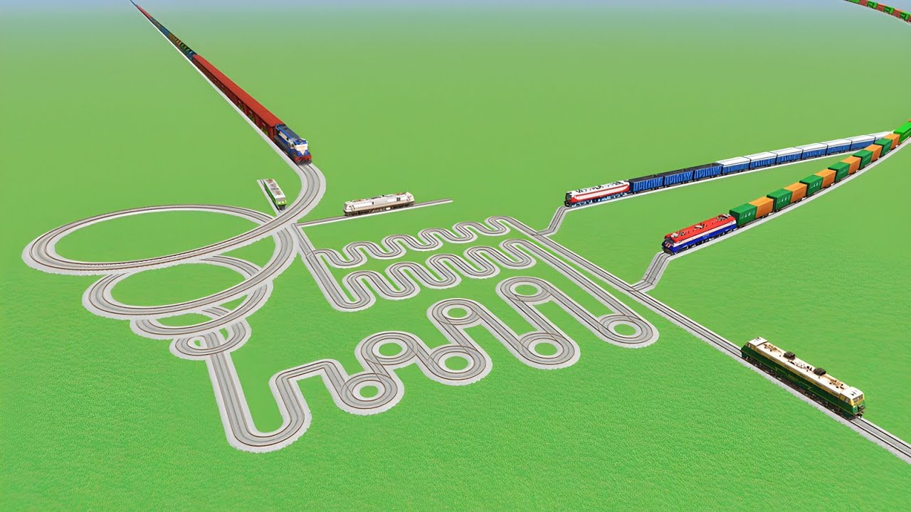 FASTED TRAIN CROSSING AROUND CIRCLE 💖SNAKE ZIG ZAG CURVED UTRUN TRAIN SIMULATOR 