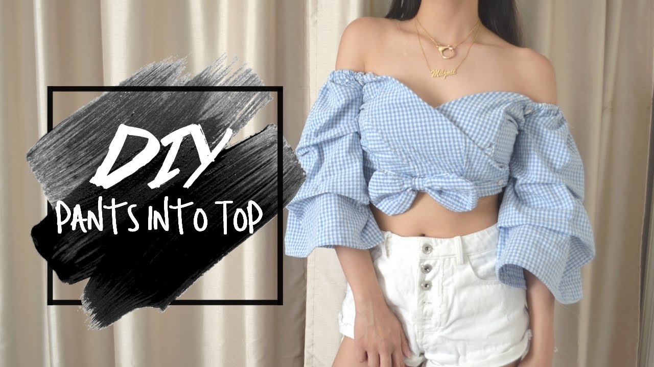 DIY Pants into Gingham Wrapped Top | Injoyy