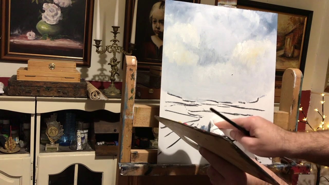 Tájkép festmény, festészeti videó — olaj festészet - kinva - festés - landscape oil painting