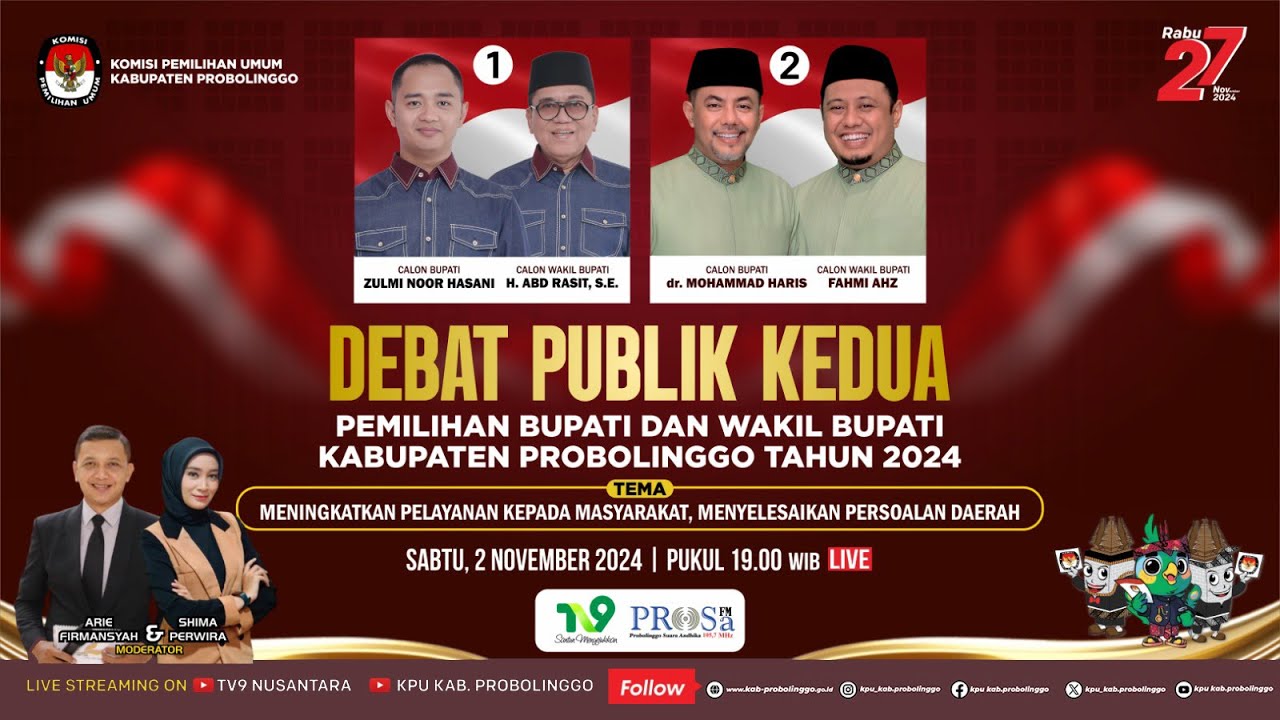 DEBAT PUBLIK KEDUA PEMILIHAN BUPATI DAN WAKIL BUPATI PROBOLINGGO (PILBUB) TAHUN 2024