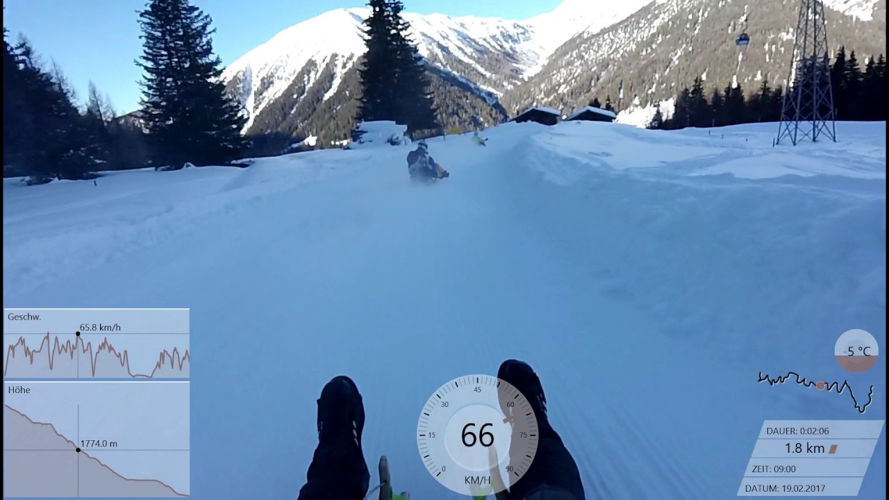 Rodeln am Rinerhorn in Davos 19.02.2017