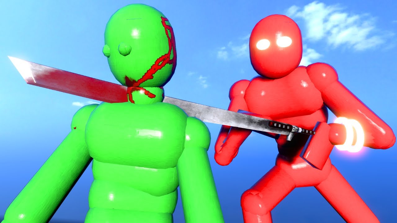 NPC Красный Ниндзя сражается с Умным ИИ! OVERGROWTH Войн NPC