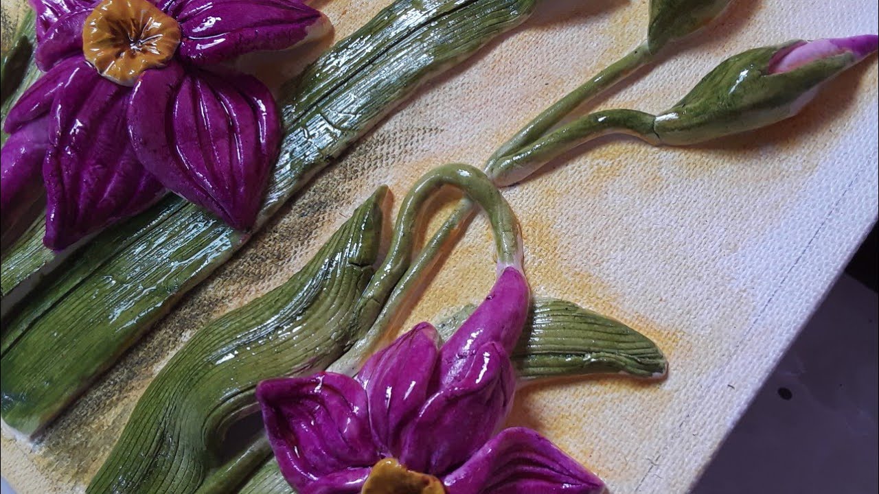 Try this Glossy flower and leaves using wall putty/wallputty craft ideas/clay crafts/putty works