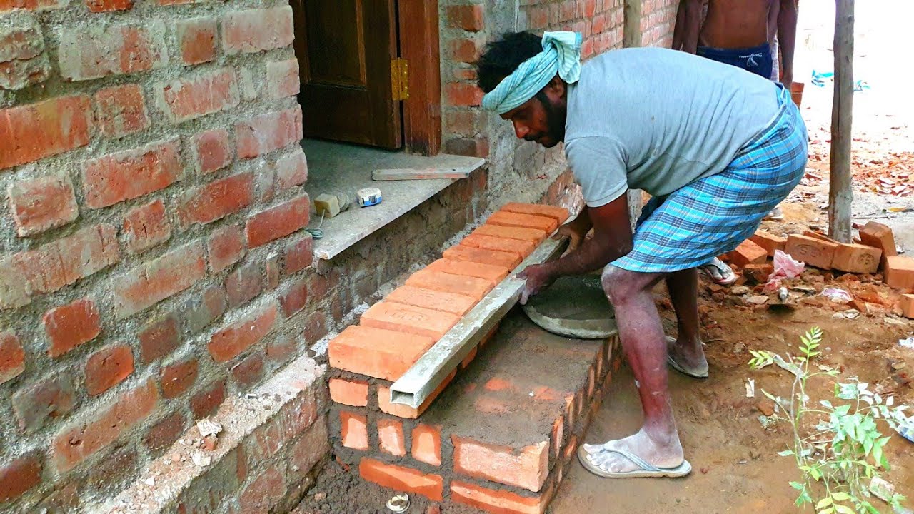 Stairs Construction Techniques_Backside 2BHK House design Stairs Build with Bricks|Stairs design