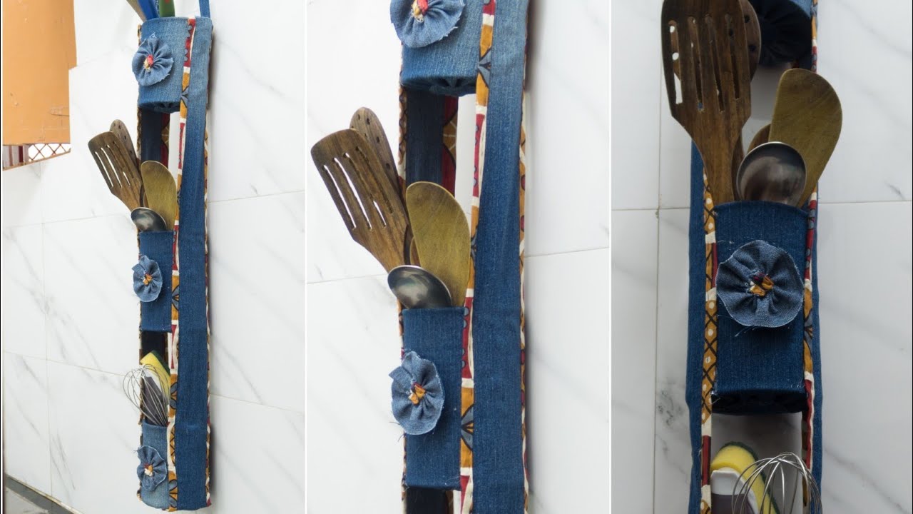 How to reuse old jeans - Kitchen Organization Ideas from Tin can