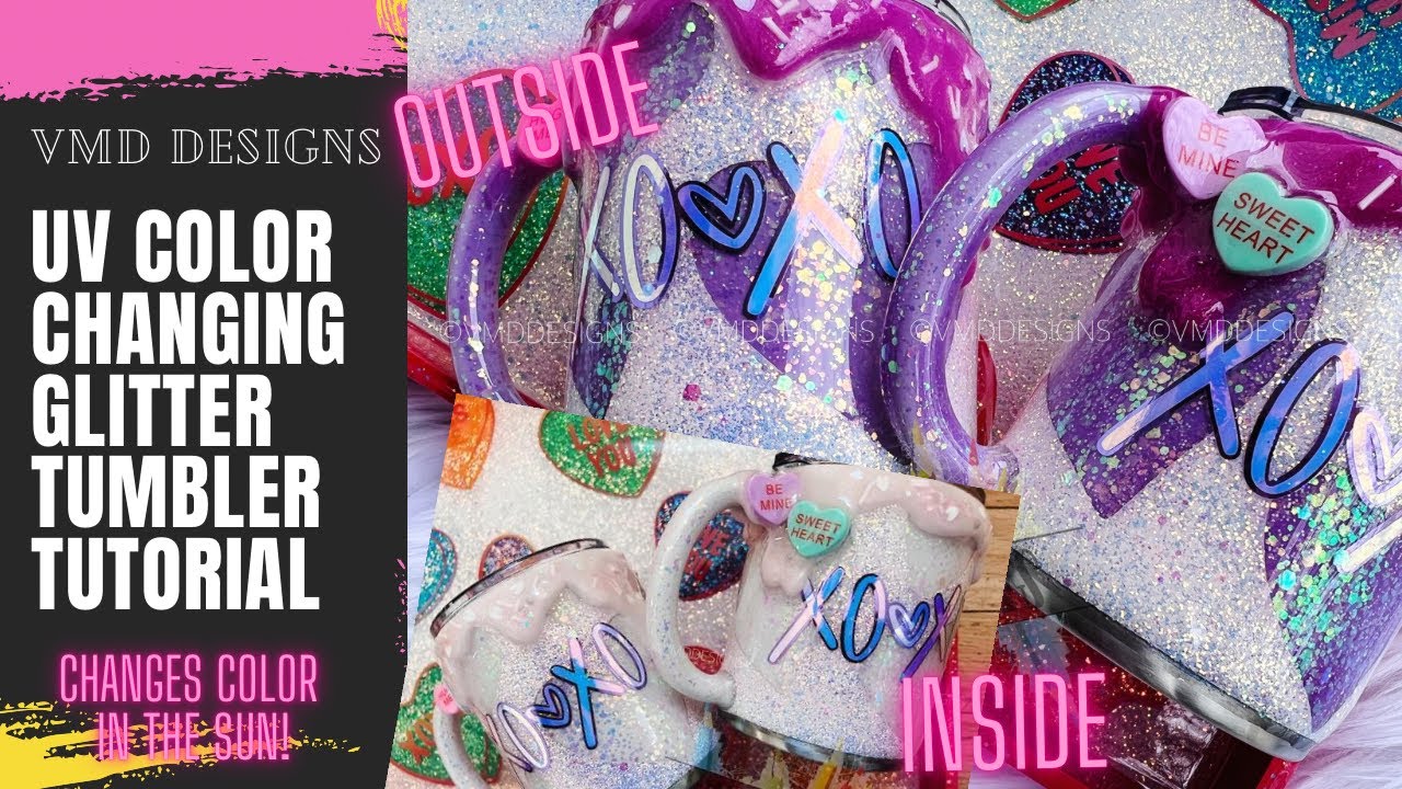 UV COLOR-CHANGING VALENTINE'S DAY GLITTER MUGS: Create a color changing glitter mug