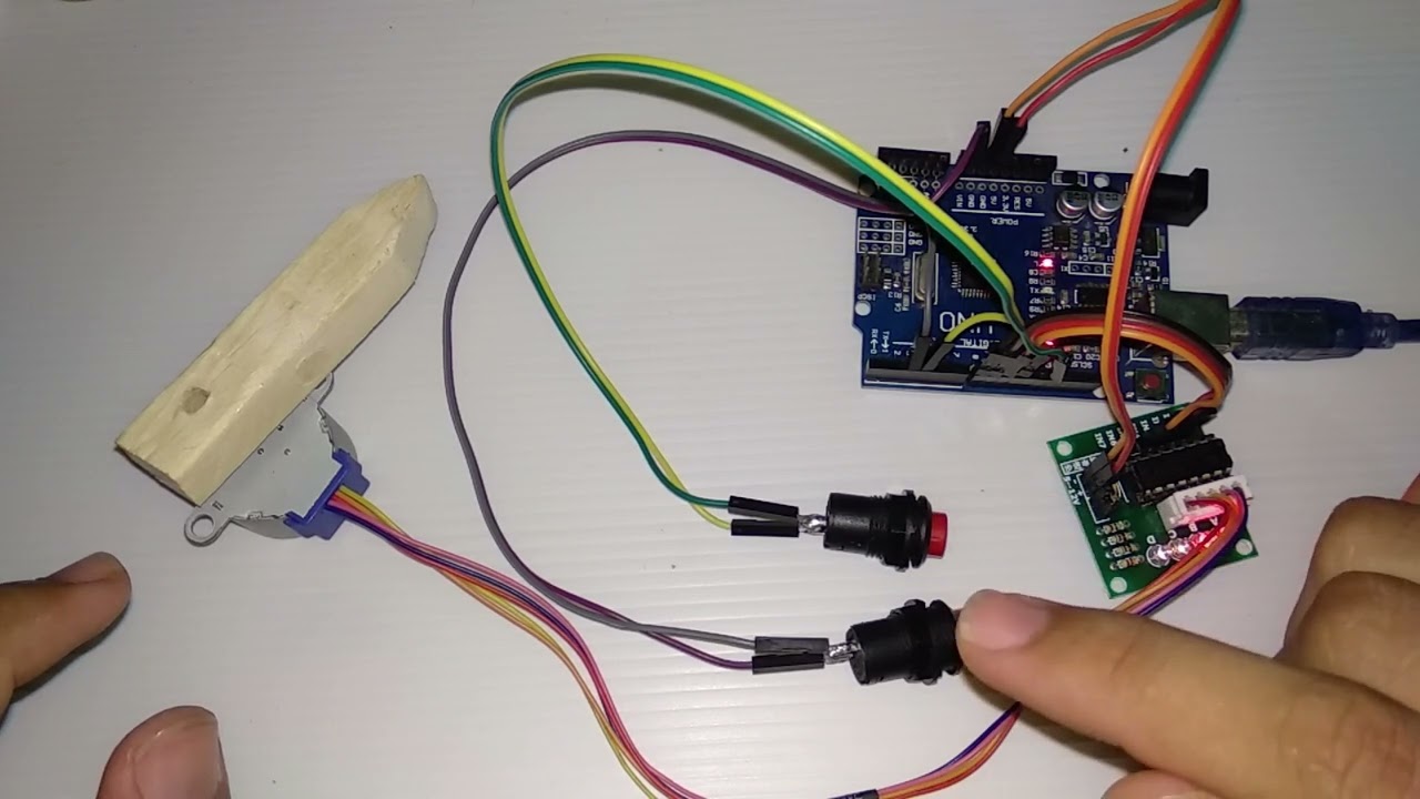 Tutorial Arduino Project 27 - Mengatur Sudut Motor Stepper 28BYJ-48 dengan Button