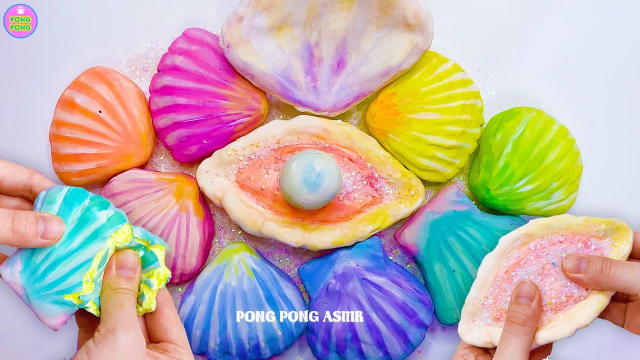 ASMR 진주 품은 조개🐚 석고 점토 부수기 (No talking) Pearl Shell plaster clay cracking パールシェル 石膏クレイクラッキング
