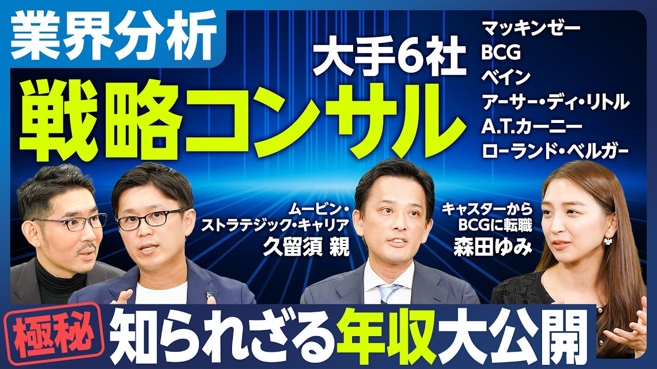 【業界分析：戦略コンサル6社】給与テーブルと年収比較／マッキンゼーとBCGの変化／MBBがランキングTOP3／拡大期から安定期へ／がむしゃらに働く時代の終わり／戦略系と総合系の領域／各社の歴史と文化