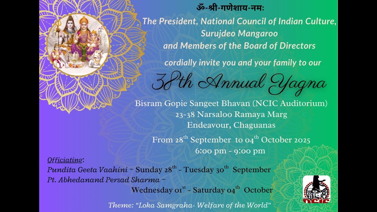 NCIC 38th Annual Yagna Night 7 - Saturday 4th October 2025