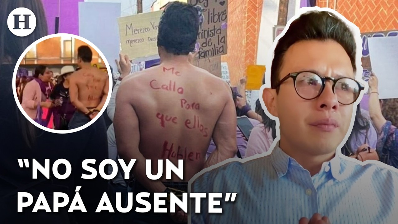 ¡Se defiende en llanto! Hombre exhibido en marcha 8M rompe el silencio tras ser acusado de deudor