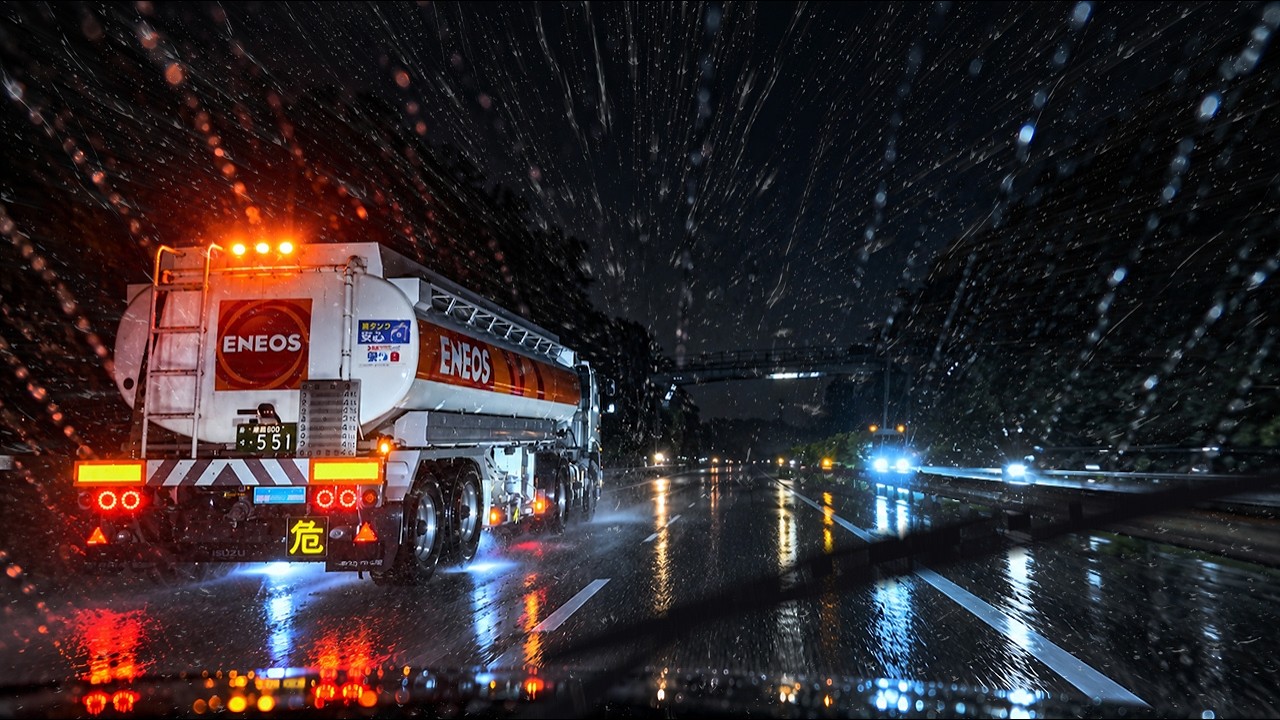 ☔Driving Through Heavy Rain at Night💤Drift into Deep Sleep😴 (4K Real Footage)