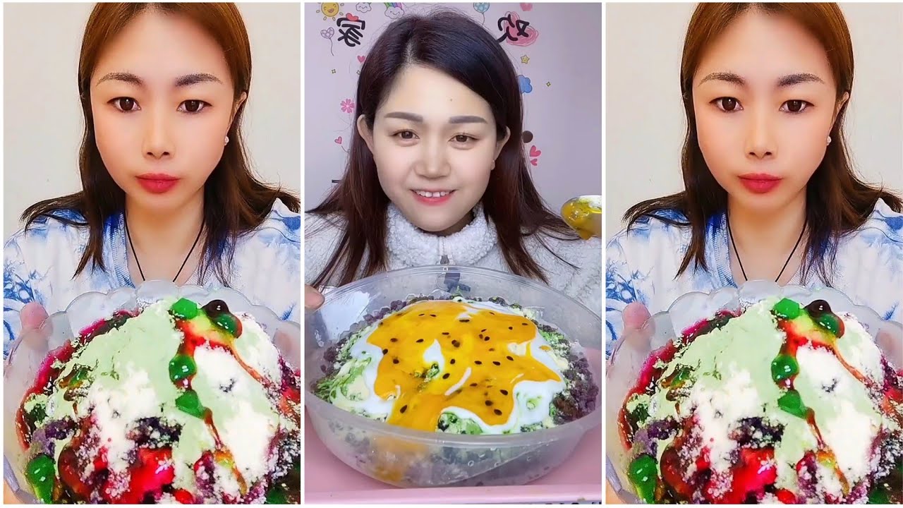 ASMR SOFT ICE EATING | MATCHA & MILK POWDER with PASSION FRUIT | RELAX VIDEO