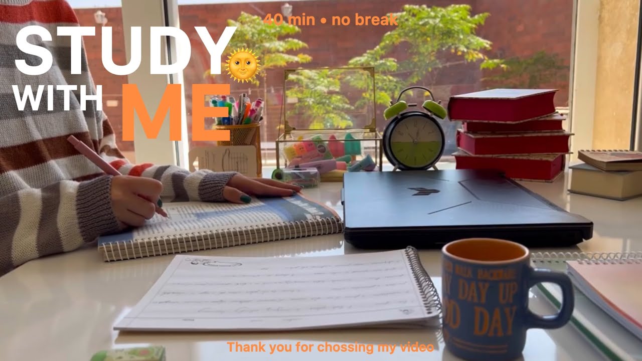 40-MIN MORNING STUDY WITH ME / Deep Focus 📚 / Sunlight & Calm ✨ / No Breaks