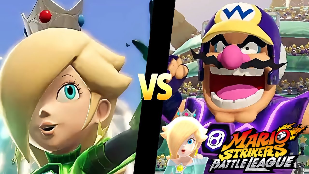 Mario Strikers Battle League Team Rosalina vs Team Wario in Planetoid