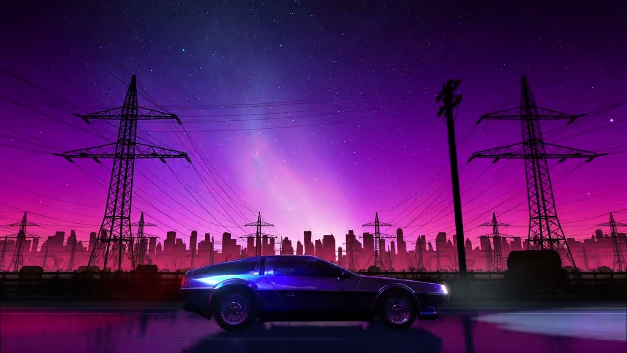 Synthwave Compilation Looping Animation - Relaxing Background with Music 1 Hour v2