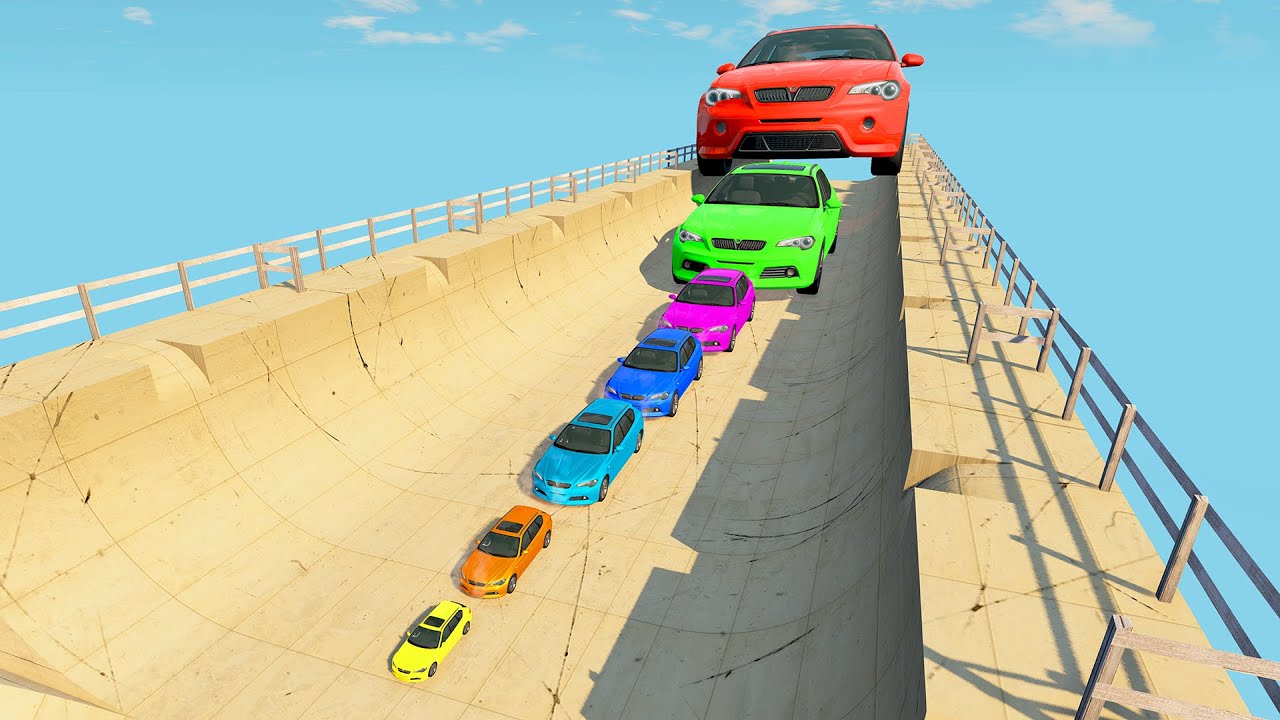 HT Gameplay Crash # 108 | Impossible Big & Small Cars Vs Giant Ramp - Trucks vs Giant Pit Potholes
