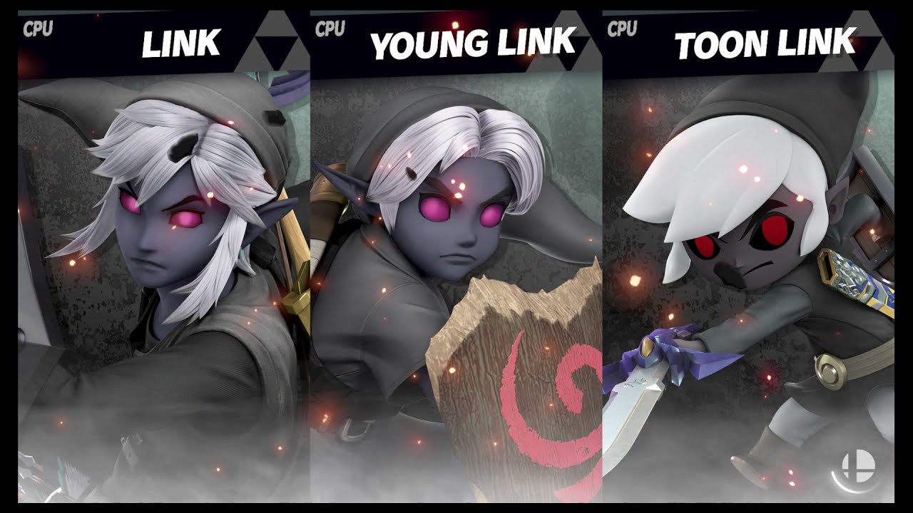 Super Smash Bros. Ultimate - Dark Link VS Dark Young Link VS Dark Toon Link