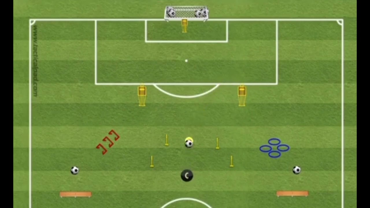 ATTAQUANT : sp&eacute;cial exercice devant le but avec ballon entra&icirc;nement de foot