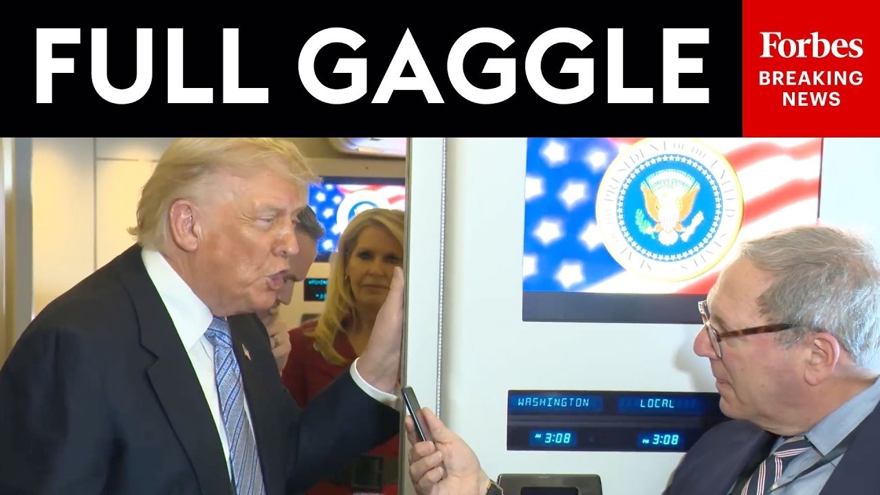Срочные новости: Президент Трамп проводит пресс-конференцию на борту президентского самолета Air ...