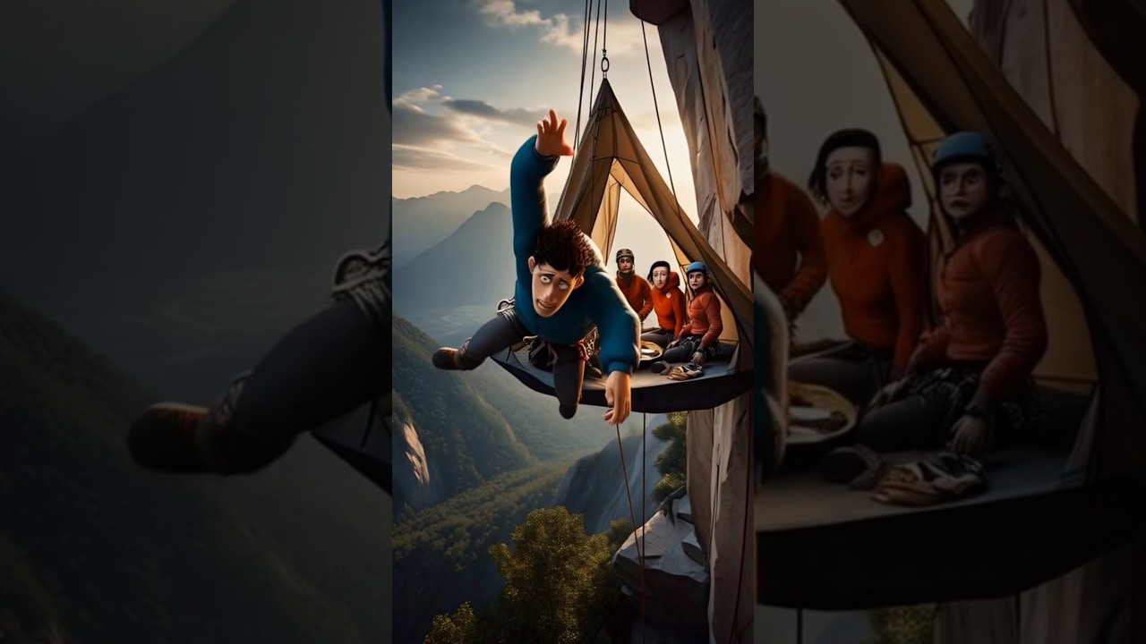 Climber Falls from Extreme Hanging Tent! 😱🏔️ #ClimbingFail #ExtremeAdventure #MountainLife #EpicFall