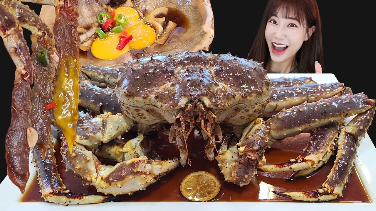 SOY SAUCE MARINATED RAW KING CRAB 🦀 Еда звуков MUKBANG