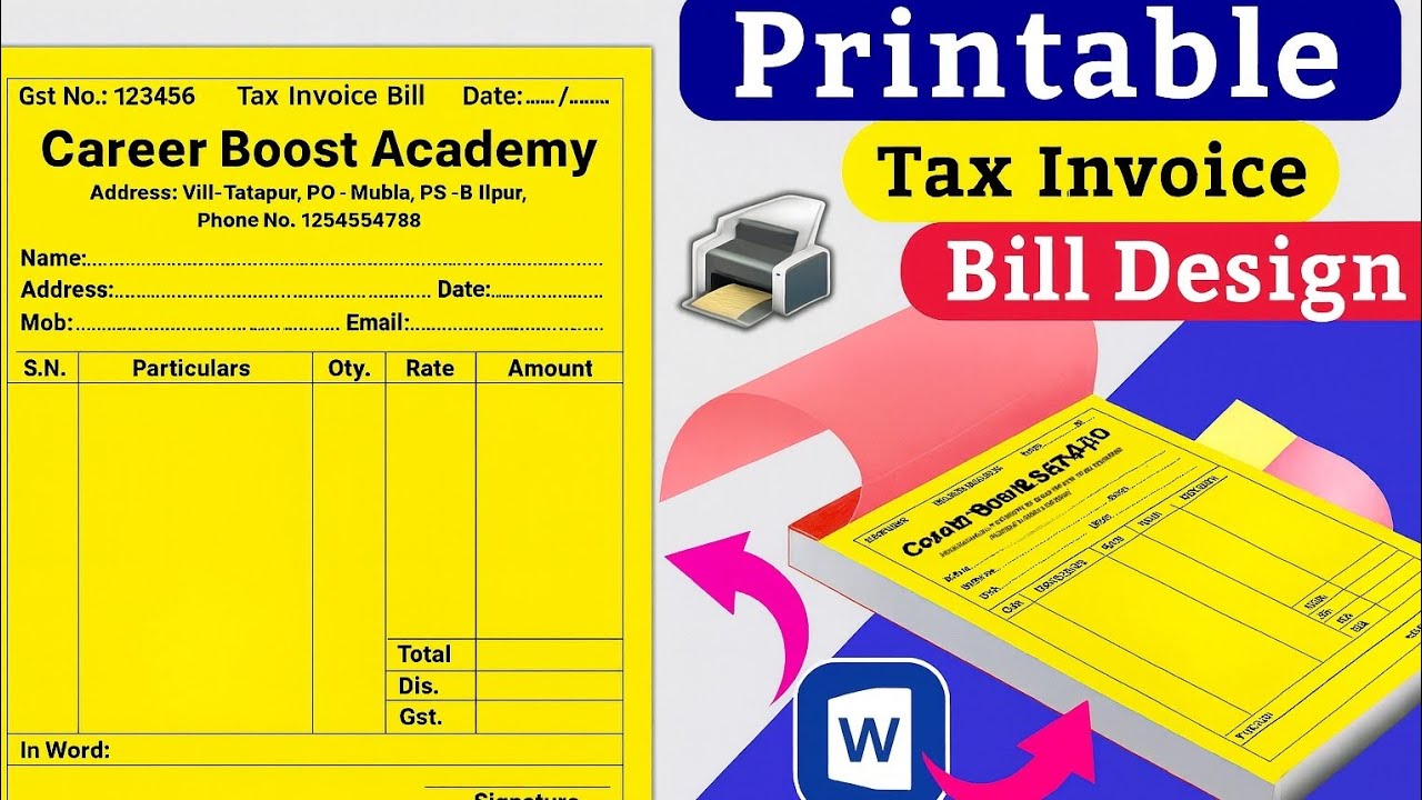 How to make Bill book in Ms word| Bill invoice in Ms word| Ms word tutorial 