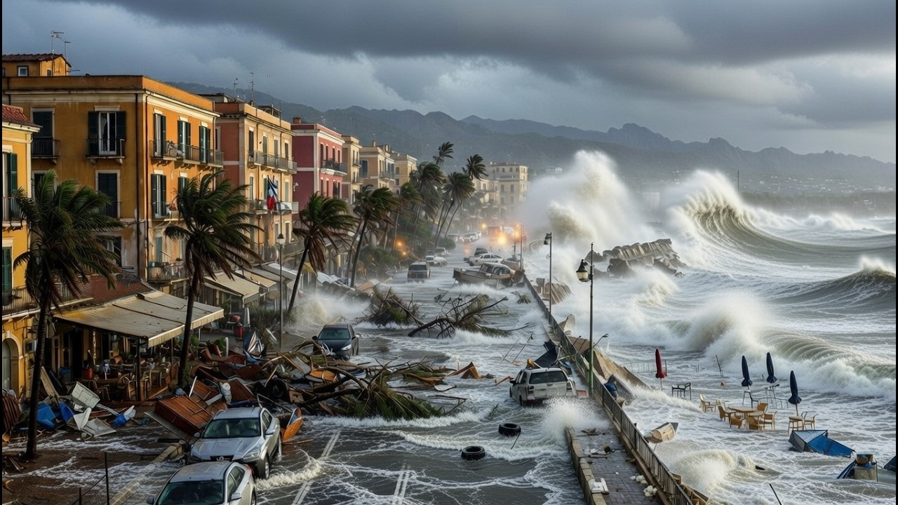 ITÁLIA DECLARA EMERGÊNCIA APÓS CICLONE HARRY - ONDAS DE 12 METROS!