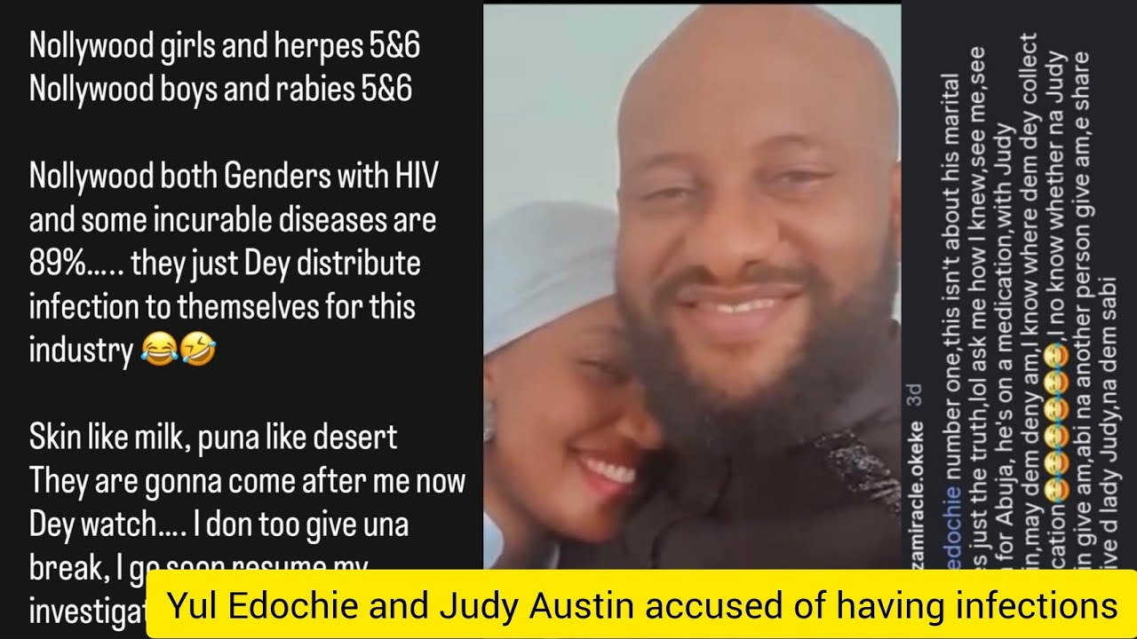 Yul Edochie and Judy Austin accused of having incurable diseases as they visits Abuja Hospital. 