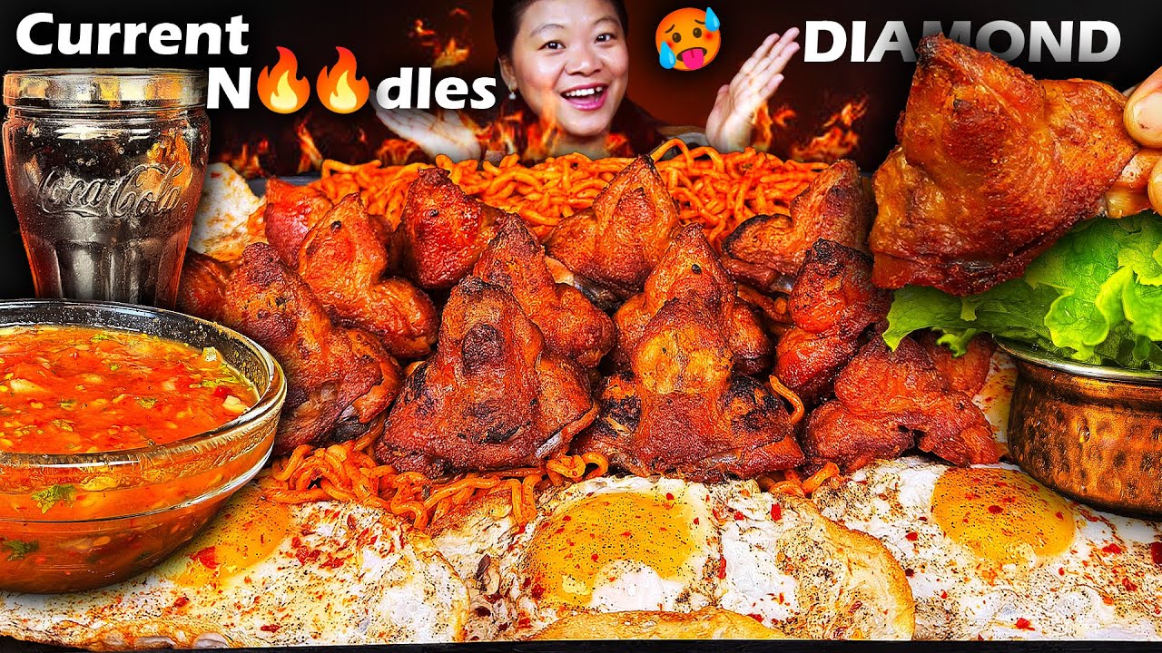 Epic Big Spicy Chicken Diamond With 5 Packs of Ramen & Sunny Side Up | Extreme Food Challeng